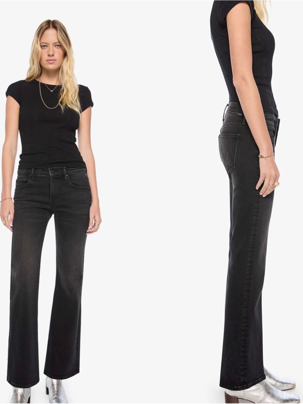 MOTHER The Jinx Mid Rise Boot Cut Black High-Rise Straight-Leg Women’s Jeans
